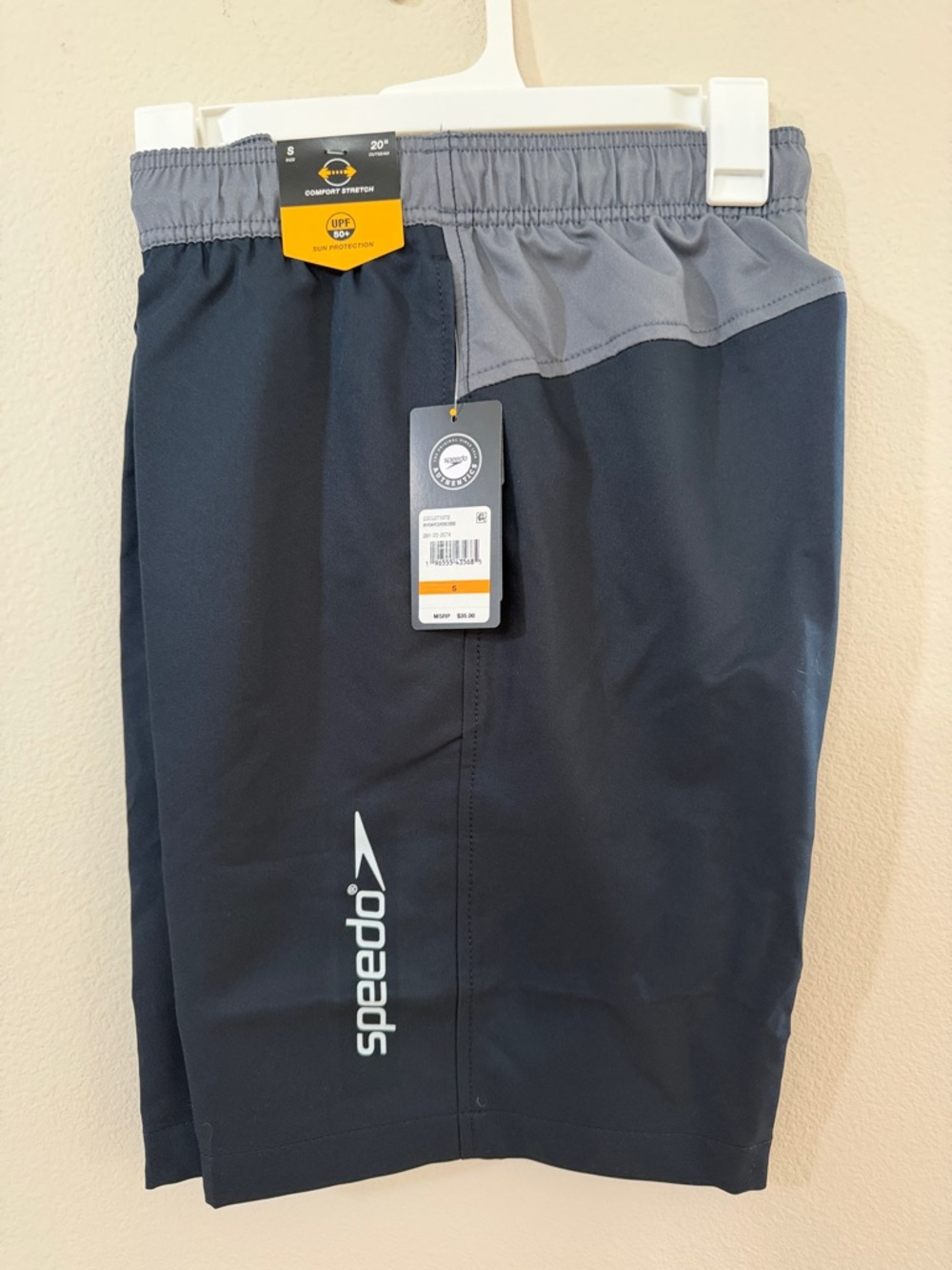 Speedo Men's Two-Tone Navy and Gray Swim Shorts